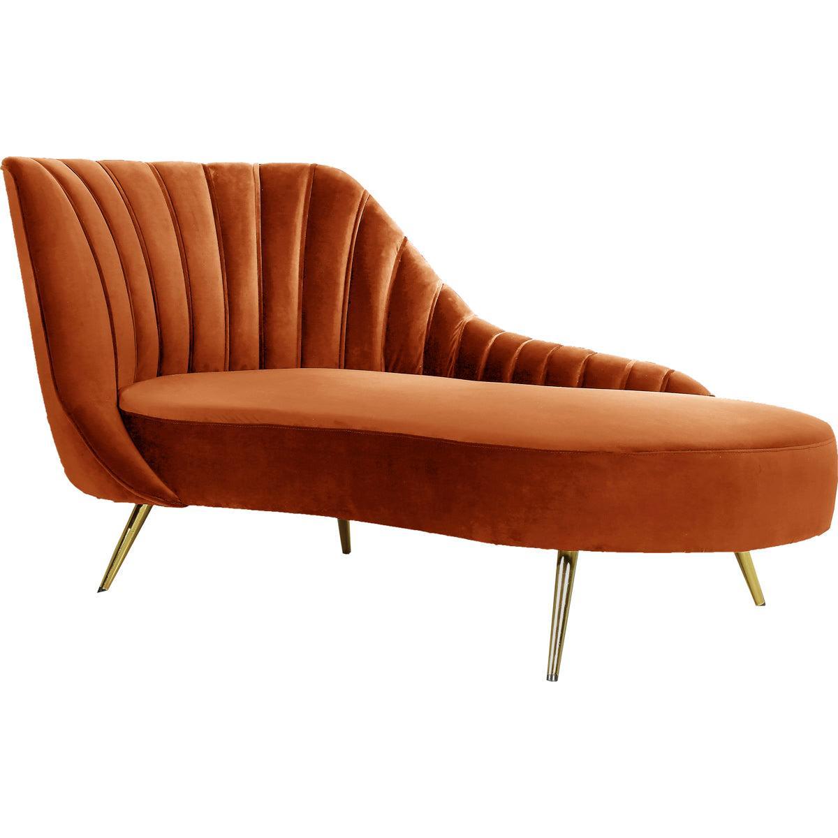 Meridian Furniture Margo Cognac Velvet ChaiseMeridian Furniture - Chaise - Minimal And Modern - 1