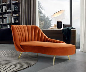 Meridian Furniture Margo Cognac Velvet Chaise