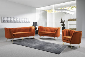 Meridian Furniture Margo Cognac Velvet Loveseat