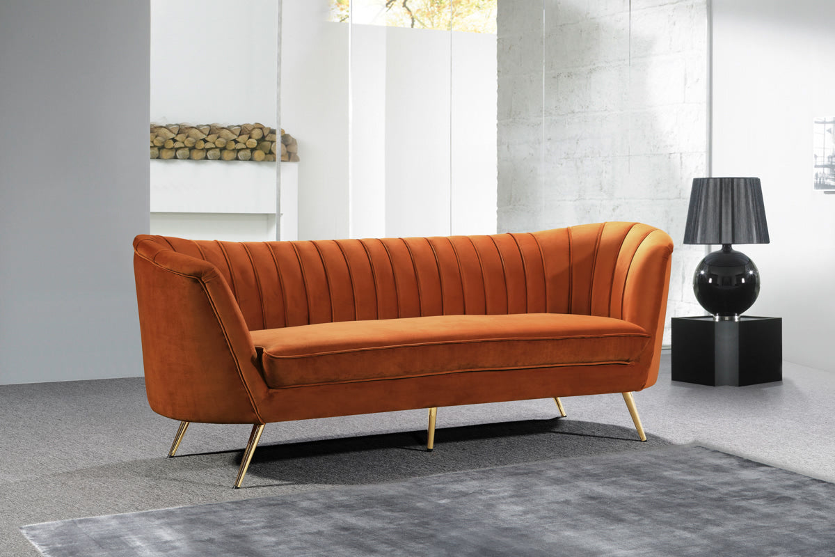Meridian Furniture Margo Cognac Velvet Sofa