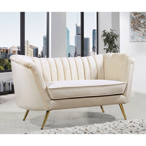 Meridian Furniture Margo Cream Velvet Loveseat-Minimal & Modern