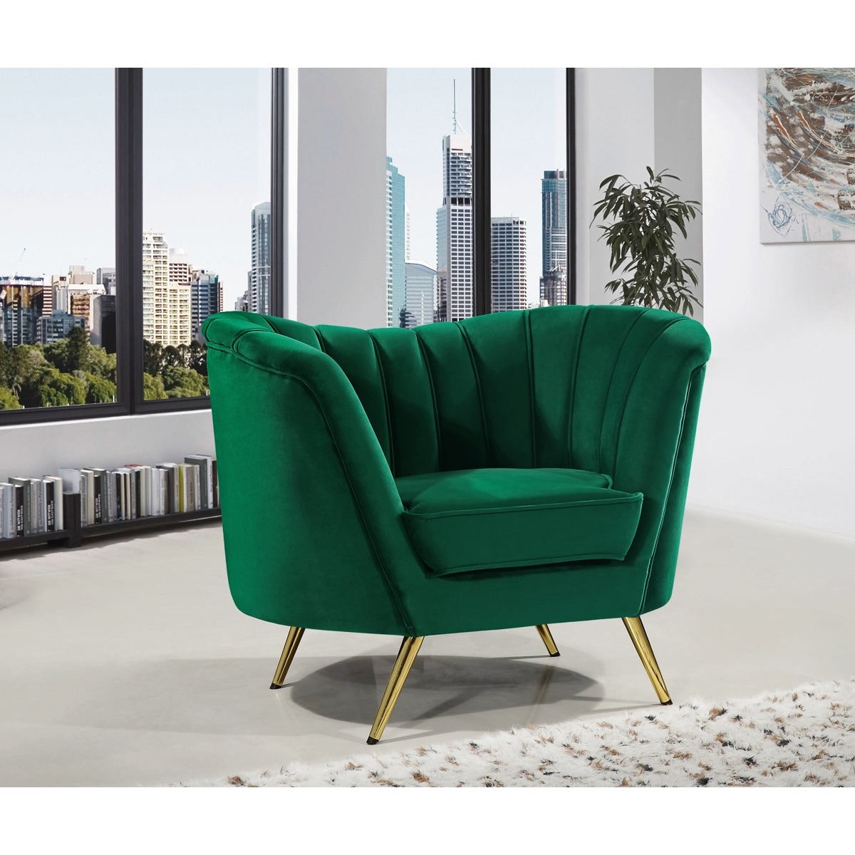 Meridian Furniture Margo Green Velvet Chair-Minimal & Modern