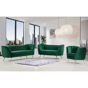 Meridian Furniture Margo Green Velvet Loveseat-Minimal & Modern