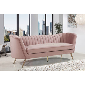 Meridian Furniture Margo Pink Velvet Sofa-Minimal & Modern