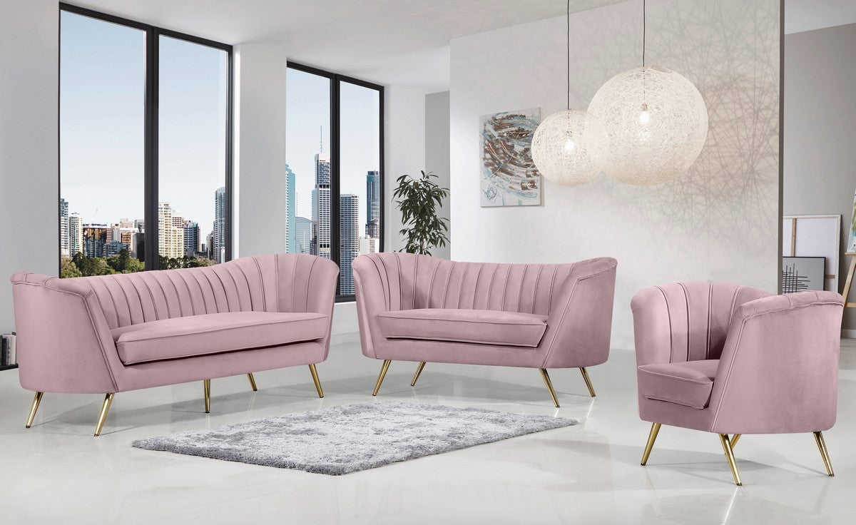 Meridian Furniture Margo Pink Velvet Sofa