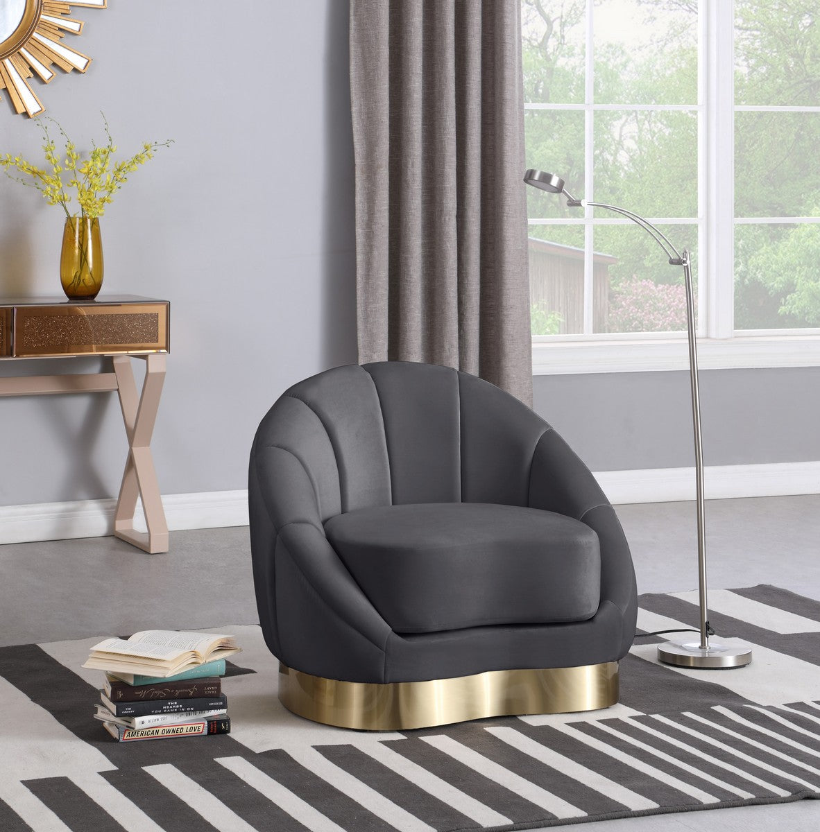 Meridian Furniture Shelly Grey Velvet Chair