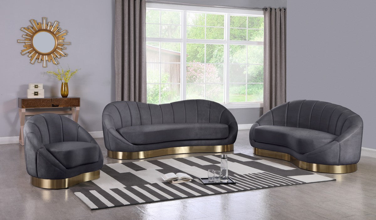 Meridian Furniture Shelly Grey Velvet Chaise