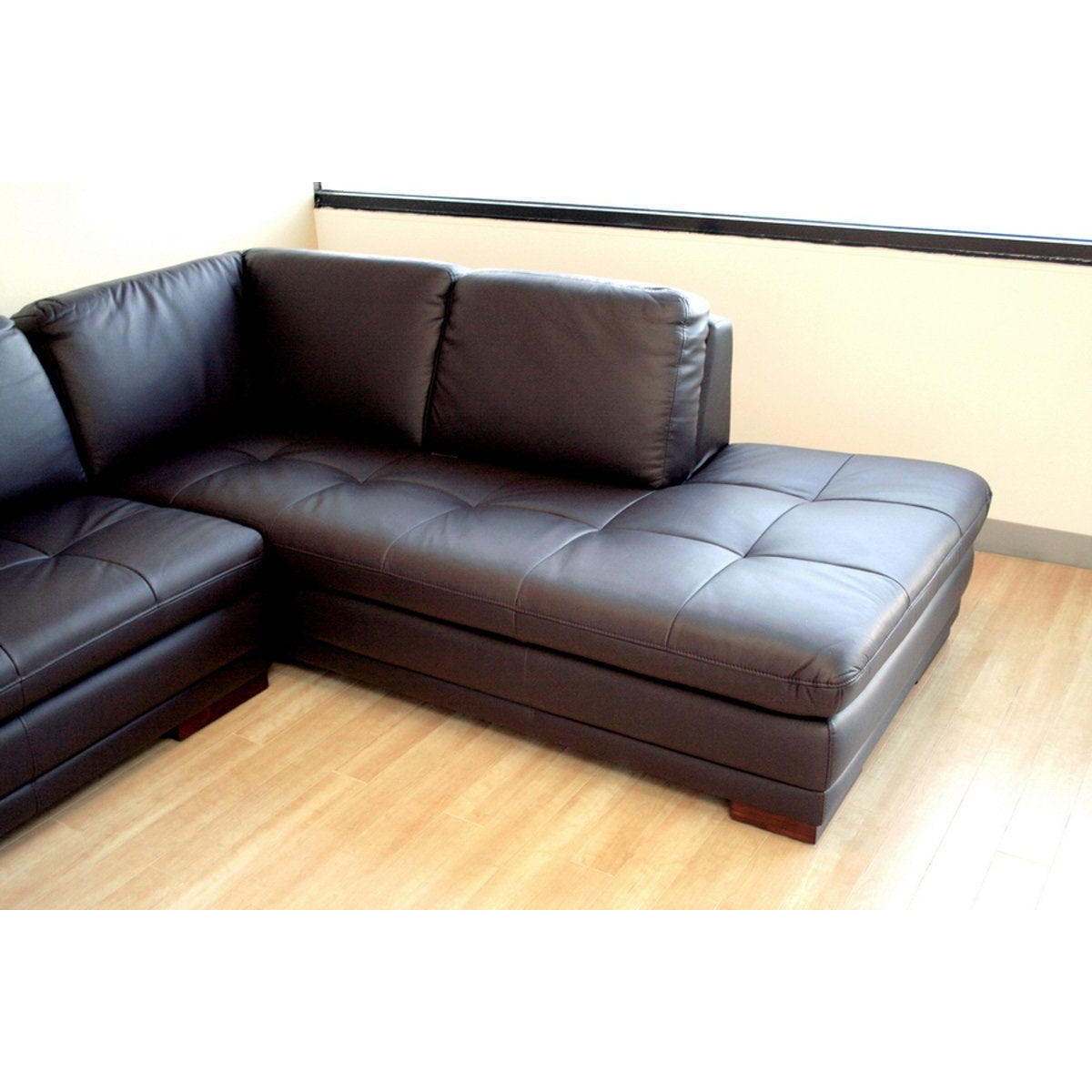 Baxton Studio Diana Dark Brown Sofa/Chaise Sectional Reverse Baxton Studio-sectionals-Minimal And Modern - 4