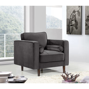Meridian Furniture Emily Grey Velvet Chair-Minimal & Modern