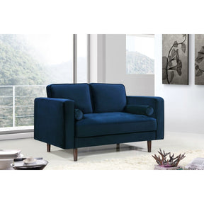 Meridian Furniture Emily Navy Velvet Loveseat-Minimal & Modern