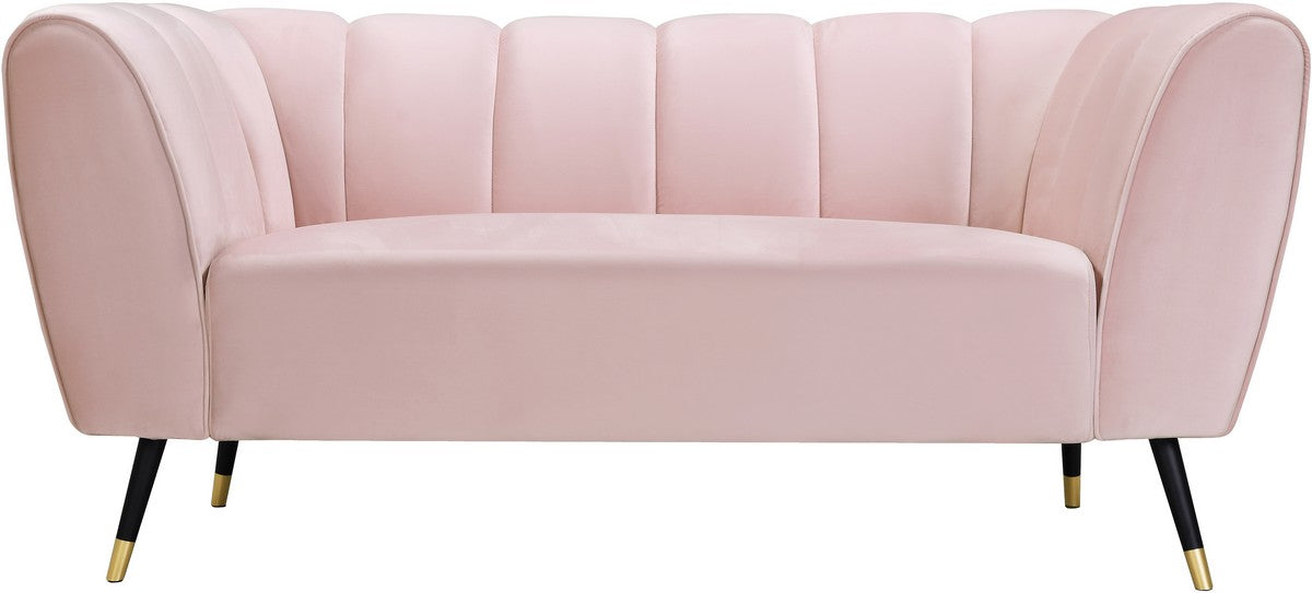Meridian Furniture Beaumont Pink Velvet Loveseat