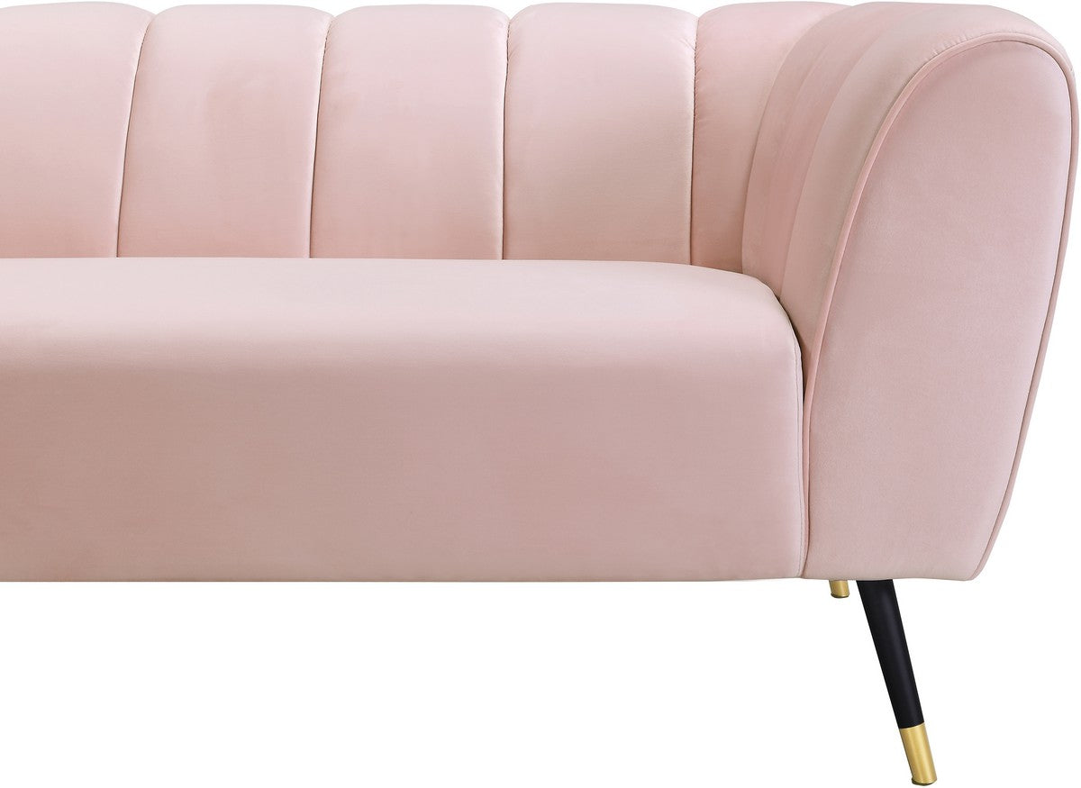 Meridian Furniture Beaumont Pink Velvet Loveseat