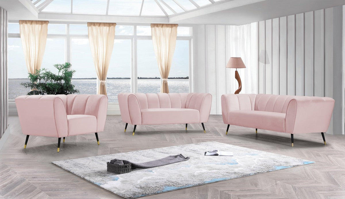 Meridian Furniture Beaumont Pink Velvet Sofa