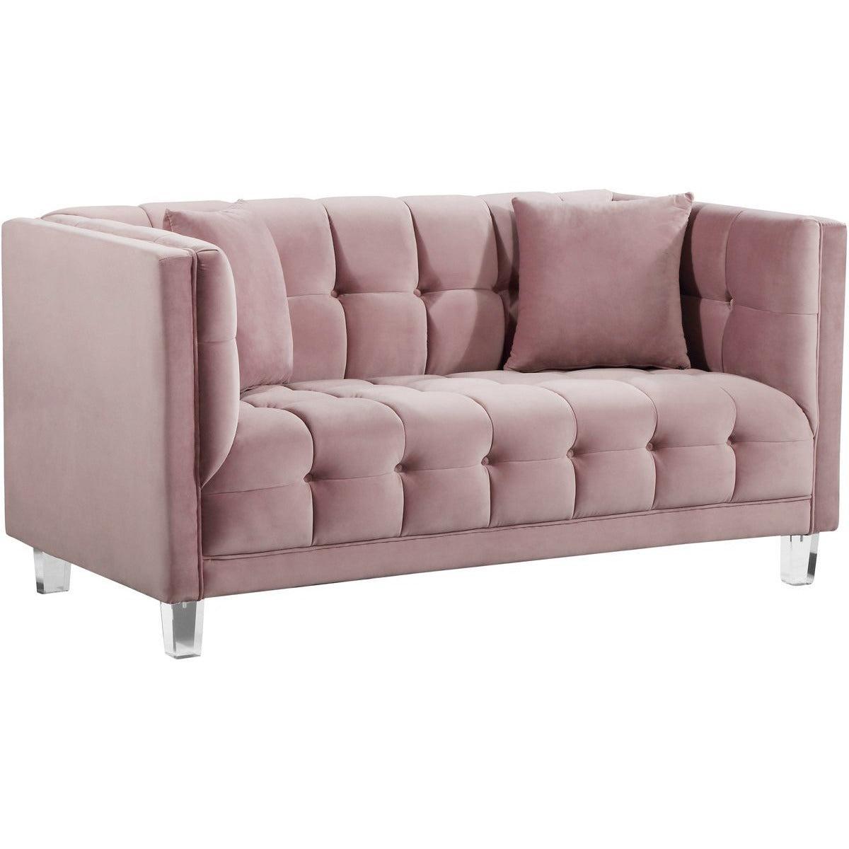 Meridian Furniture Mariel Pink Velvet LoveseatMeridian Furniture - Loveseat - Minimal And Modern - 1