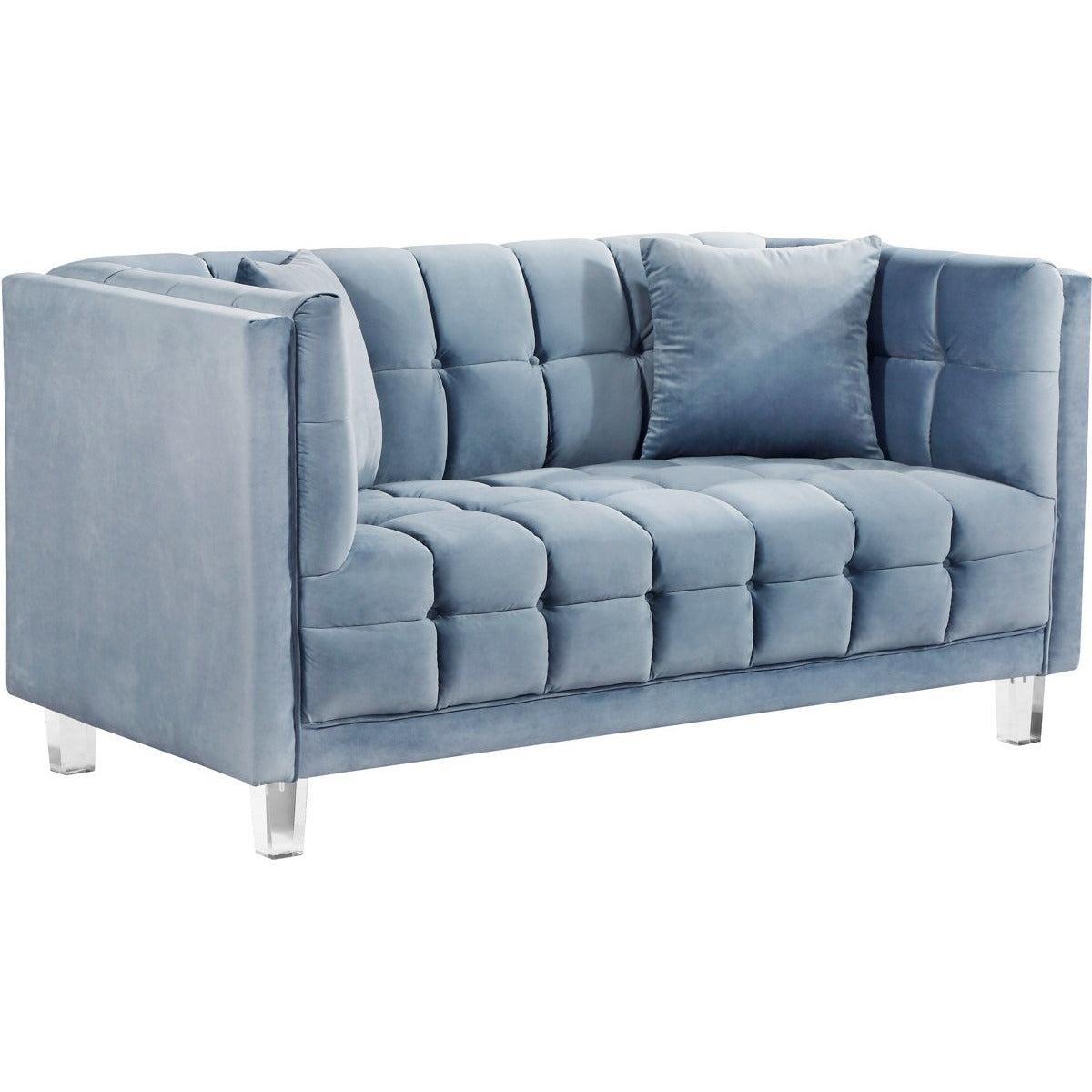 Meridian Furniture Mariel Sky Blue Velvet LoveseatMeridian Furniture - Loveseat - Minimal And Modern - 1
