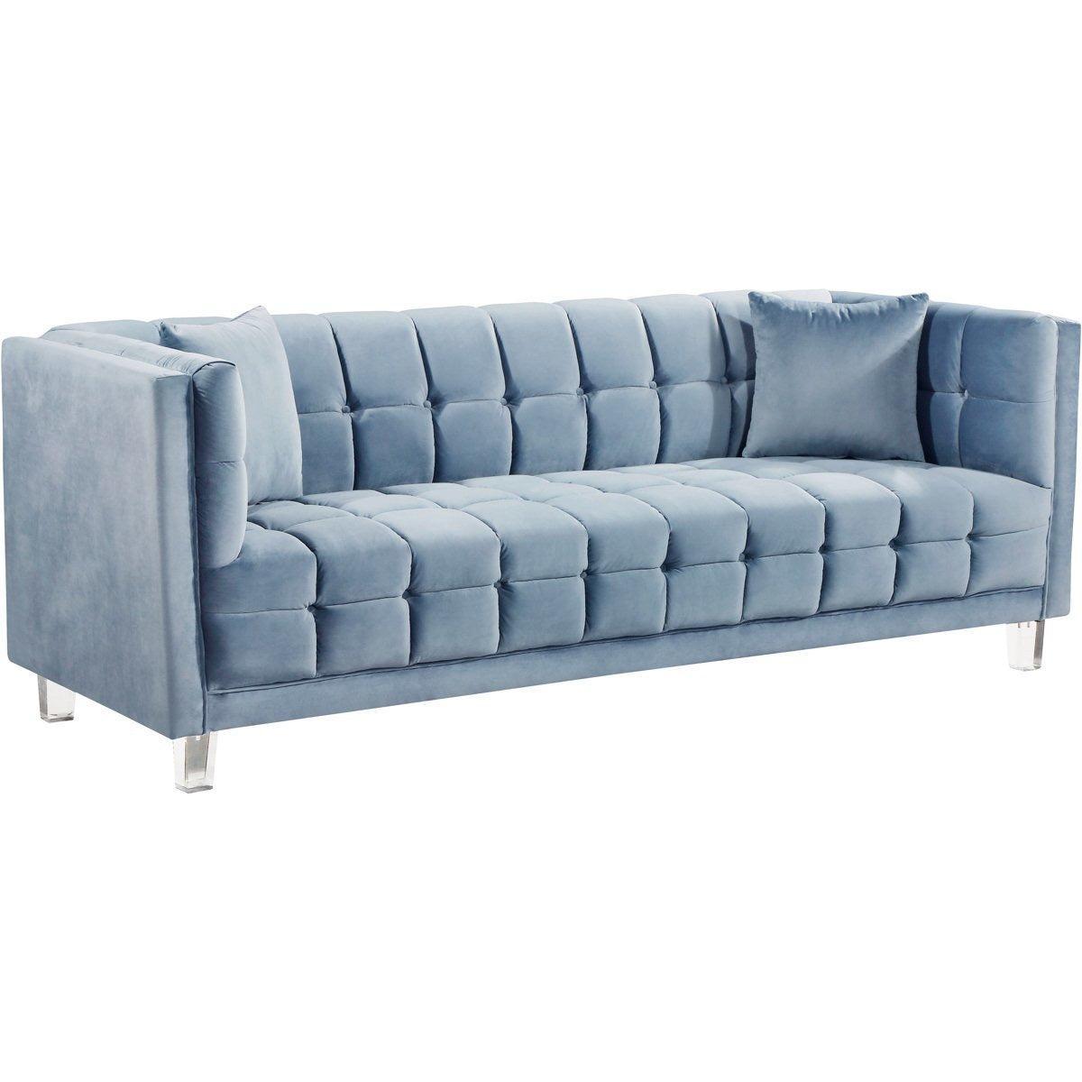 Meridian Furniture Mariel Sky Blue Velvet SofaMeridian Furniture - Sofa - Minimal And Modern - 1