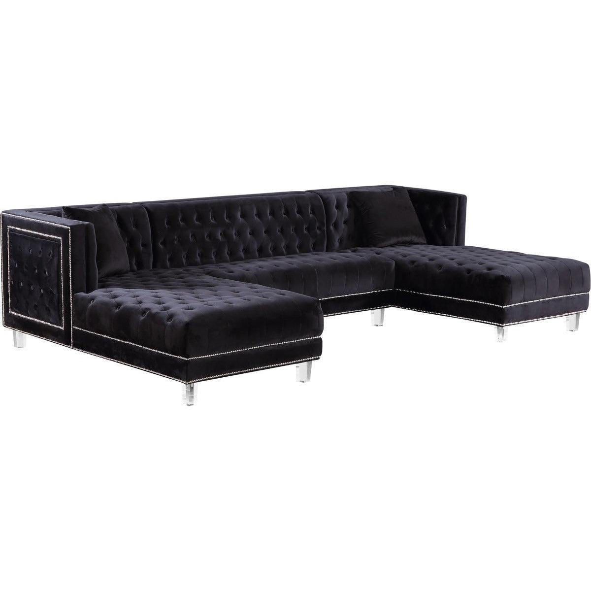Meridian Furniture Moda Black Velvet 3pc. SectionalMeridian Furniture - 3pc. Sectional - Minimal And Modern - 1