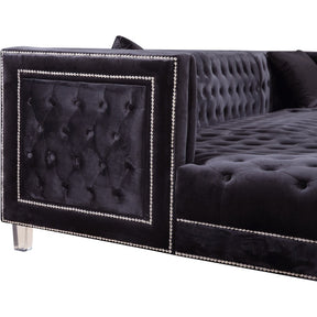 Meridian Furniture Moda Black Velvet 3pc. Sectional-Minimal & Modern