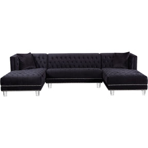 Meridian Furniture Moda Black Velvet 3pc. Sectional-Minimal & Modern