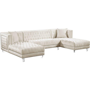 Meridian Furniture Moda Cream Velvet 3pc. SectionalMeridian Furniture - 3pc. Sectional - Minimal And Modern - 1