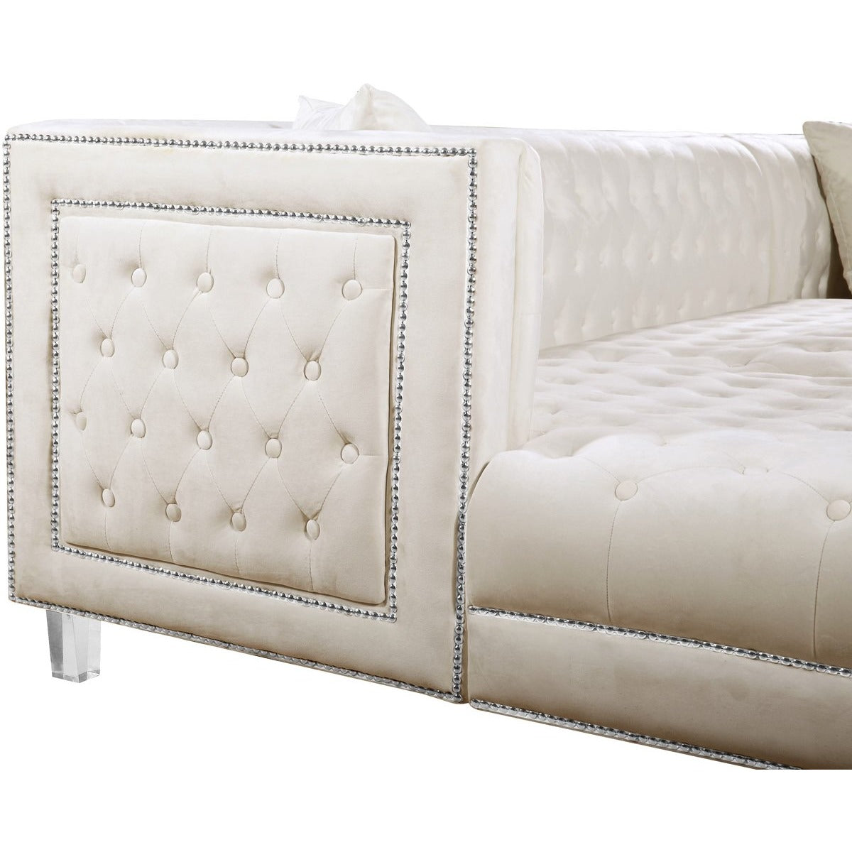 Meridian Furniture Moda Cream Velvet 3pc. Sectional-Minimal & Modern