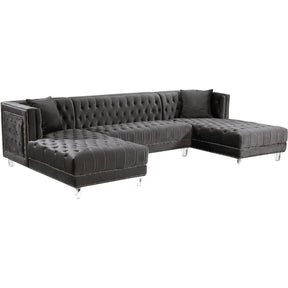 Meridian Furniture Moda Grey Velvet 3pc. SectionalMeridian Furniture - 3pc. Sectional - Minimal And Modern - 1