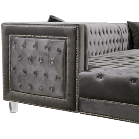 Meridian Furniture Moda Grey Velvet 3pc. Sectional-Minimal & Modern