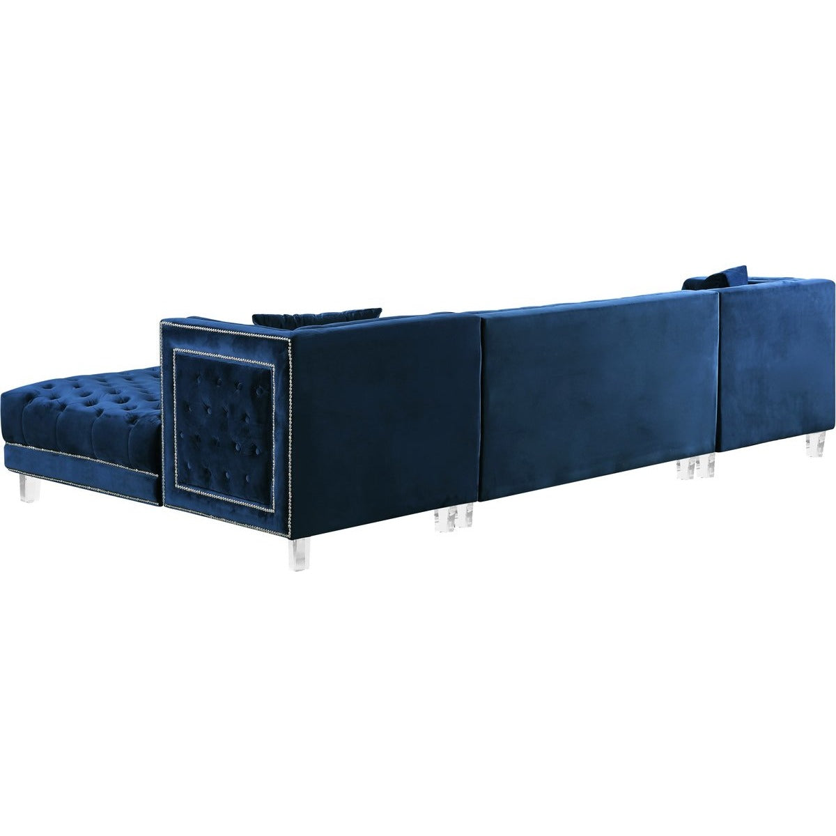 Meridian Furniture Moda Navy Velvet 3pc. Sectional-Minimal & Modern