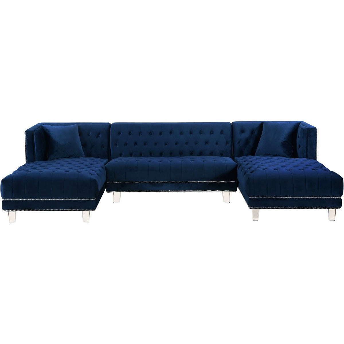 Meridian Furniture Moda Navy Velvet 3pc. Sectional-Minimal & Modern