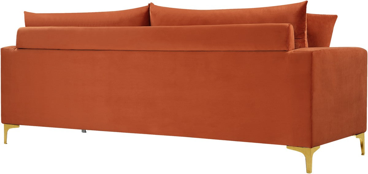 Meridian Furniture Naomi Cognac Velvet Sofa