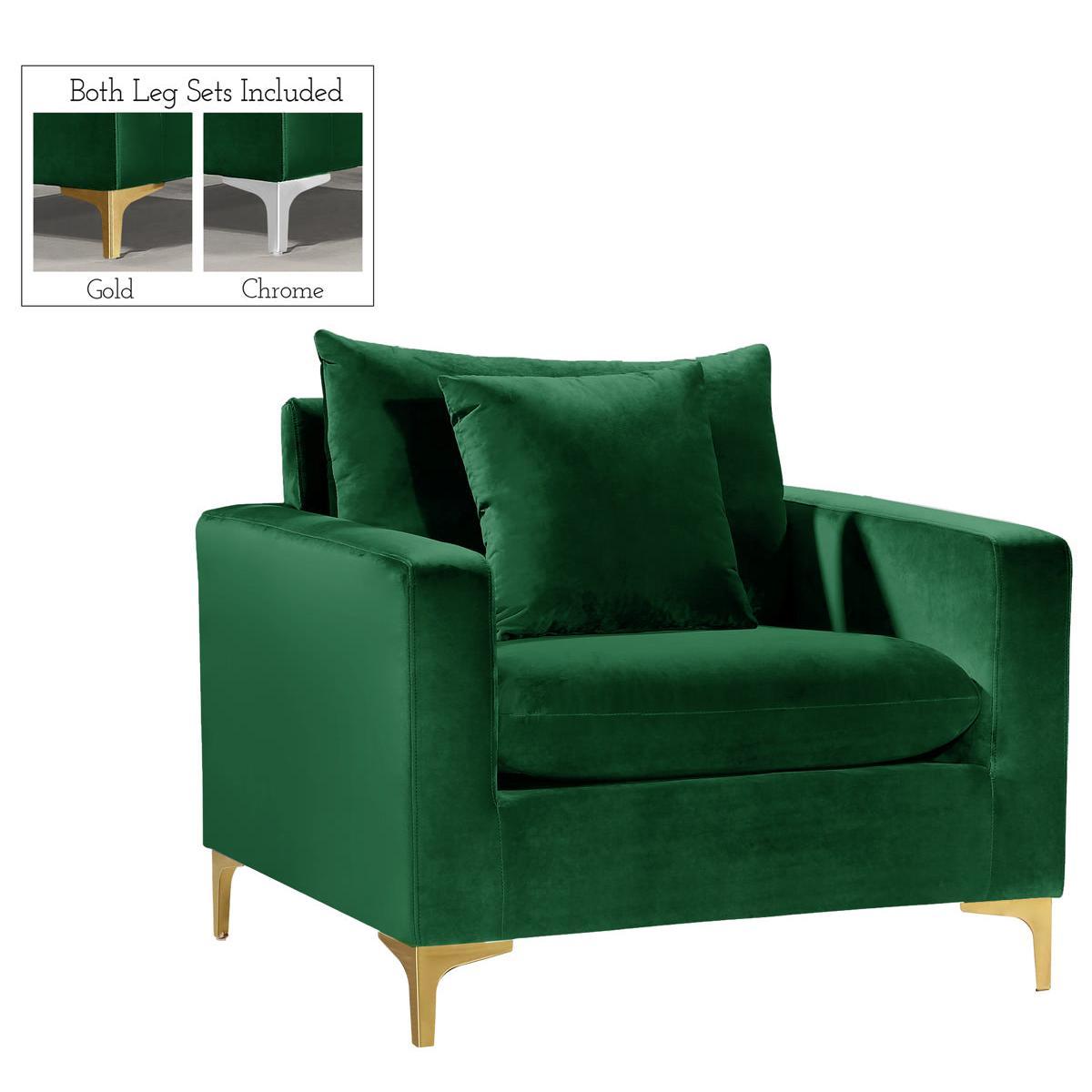 Meridian Furniture Naomi Green Velvet ChairMeridian Furniture - Chair - Minimal And Modern - 1