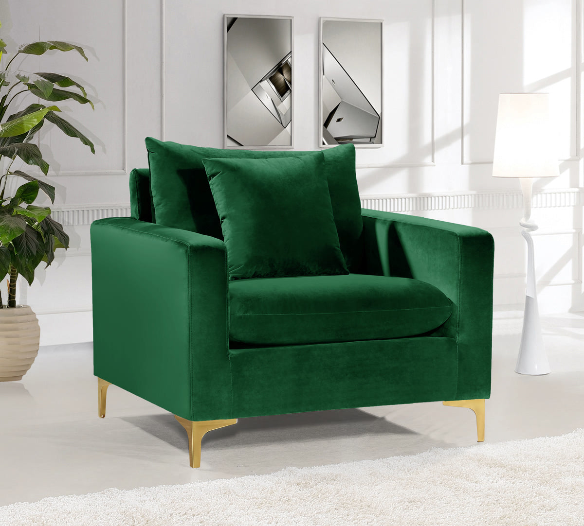 Meridian Furniture Naomi Green Velvet Chair