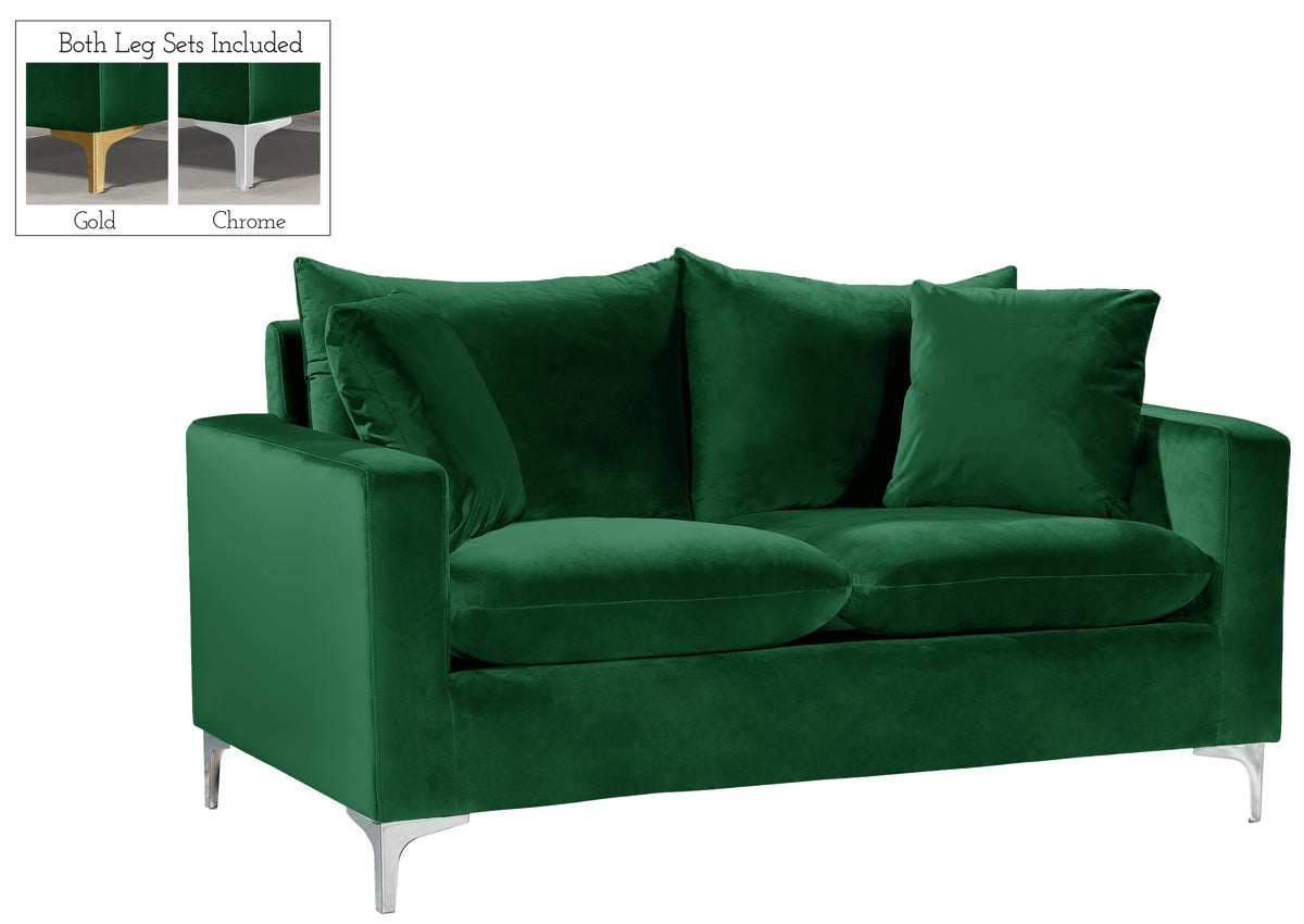 Meridian Furniture Naomi Green Velvet Loveseat