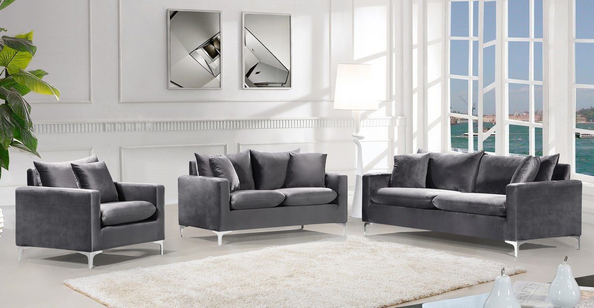 Meridian Furniture Naomi Grey Velvet Chair