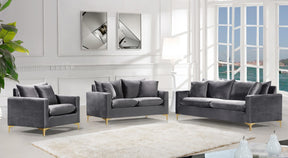 Meridian Furniture Naomi Grey Velvet Sofa
