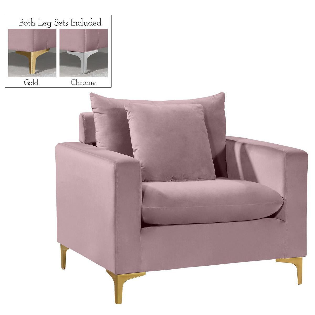 Meridian Furniture Naomi Pink Velvet ChairMeridian Furniture - Chair - Minimal And Modern - 1