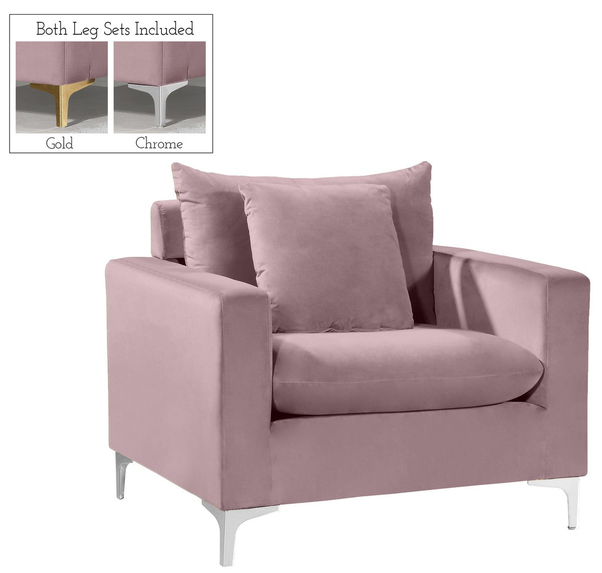 Meridian Furniture Naomi Pink Velvet Chair