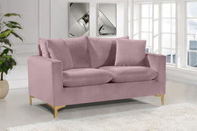 Meridian Furniture Naomi Pink Velvet Loveseat