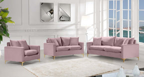 Meridian Furniture Naomi Pink Velvet Sofa