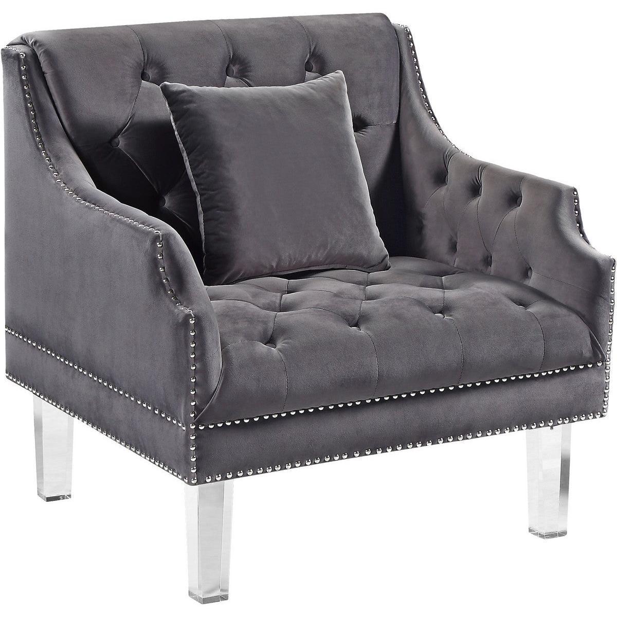 Meridian Furniture Roxy Grey Velvet ChairMeridian Furniture - Chair - Minimal And Modern - 1