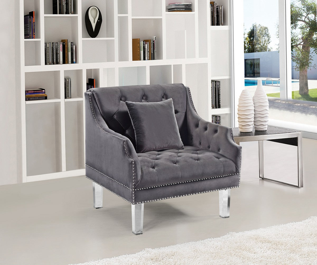 Meridian Furniture Roxy Grey Velvet Chair