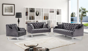Meridian Furniture Roxy Grey Velvet Loveseat