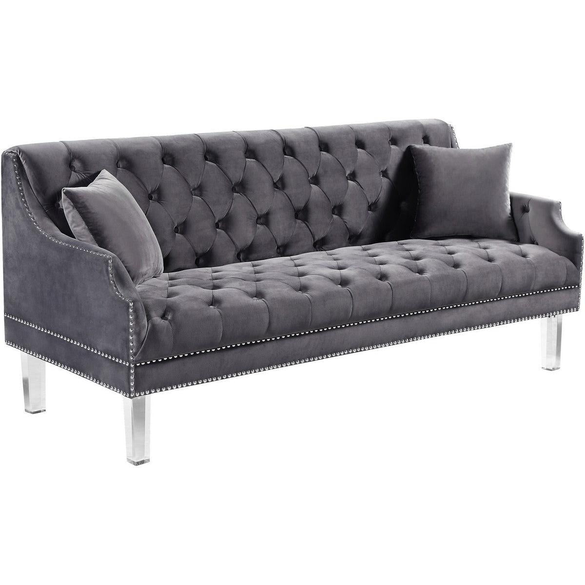 Meridian Furniture Roxy Grey Velvet SofaMeridian Furniture - Sofa - Minimal And Modern - 1