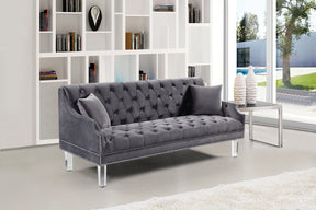 Meridian Furniture Roxy Grey Velvet Sofa