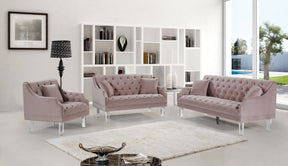 Meridian Furniture Roxy Pink Velvet Loveseat