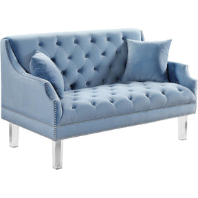 Meridian Furniture Roxy Sky Blue Velvet LoveseatMeridian Furniture - Loveseat - Minimal And Modern - 1