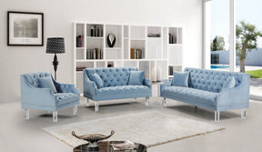 Meridian Furniture Roxy Sky Blue Velvet Loveseat