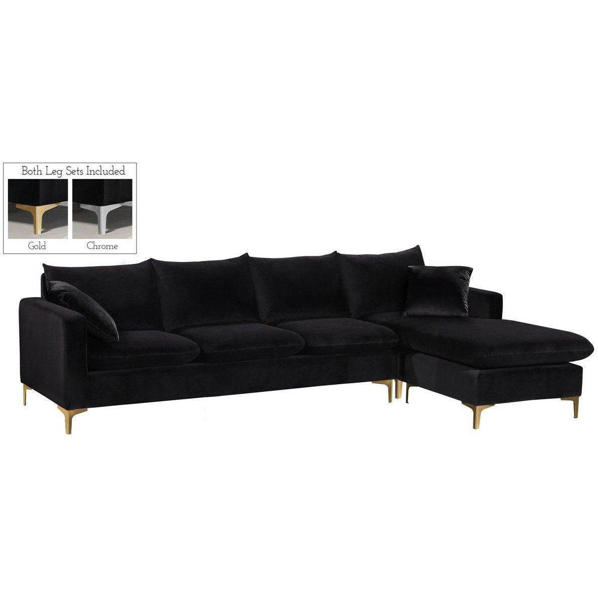 Meridian Furniture Naomi Black Velvet 2pc. Reversible SectionalMeridian Furniture - 2pc. Reversible Sectional - Minimal And Modern - 1