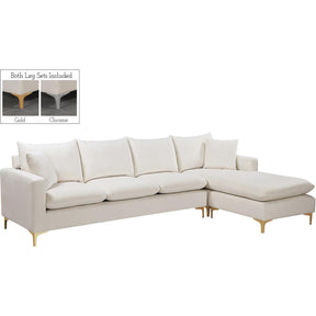 Meridian Furniture Naomi Cream Velvet 2pc. Reversible SectionalMeridian Furniture - 2pc. Reversible Sectional - Minimal And Modern - 1