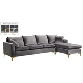 Meridian Furniture Naomi Grey Velvet 2pc. Reversible SectionalMeridian Furniture - 2pc. Reversible Sectional - Minimal And Modern - 1
